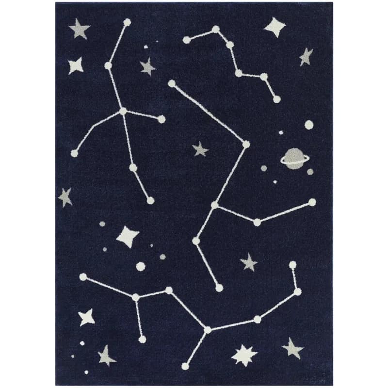 Galaxy Stars Kids Handmade Rug For Playroom, Nursery