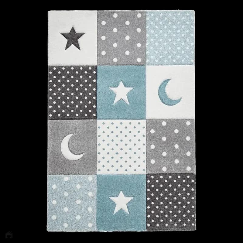 Starry Blue Haven Kids Handmade Rug For Nursery, Playroom