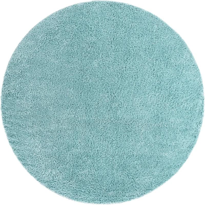 Ocean Blue Round Shag Rug