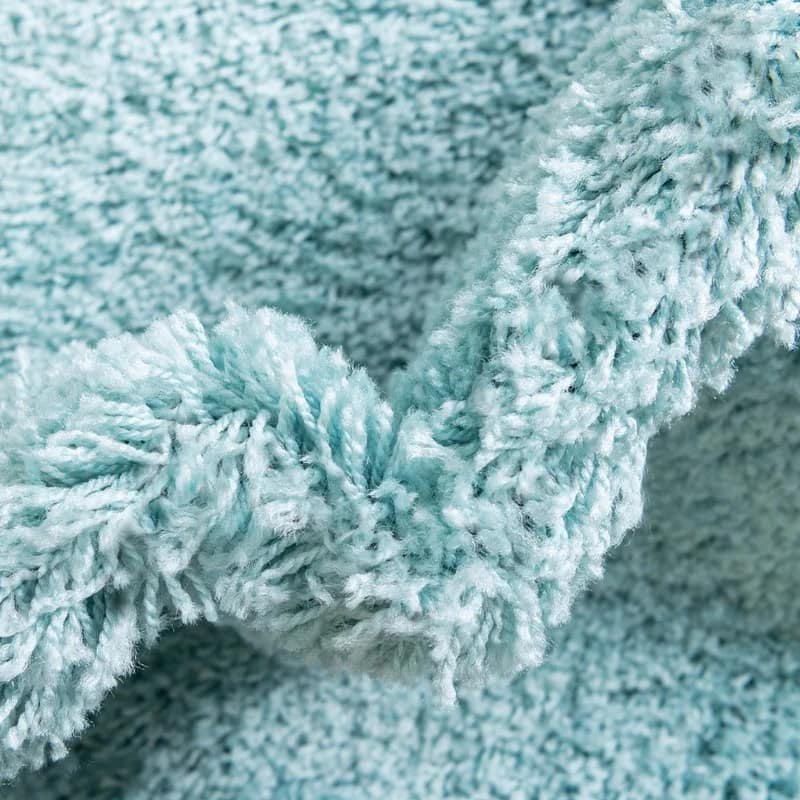 Ocean Blue Round Shag Rug
