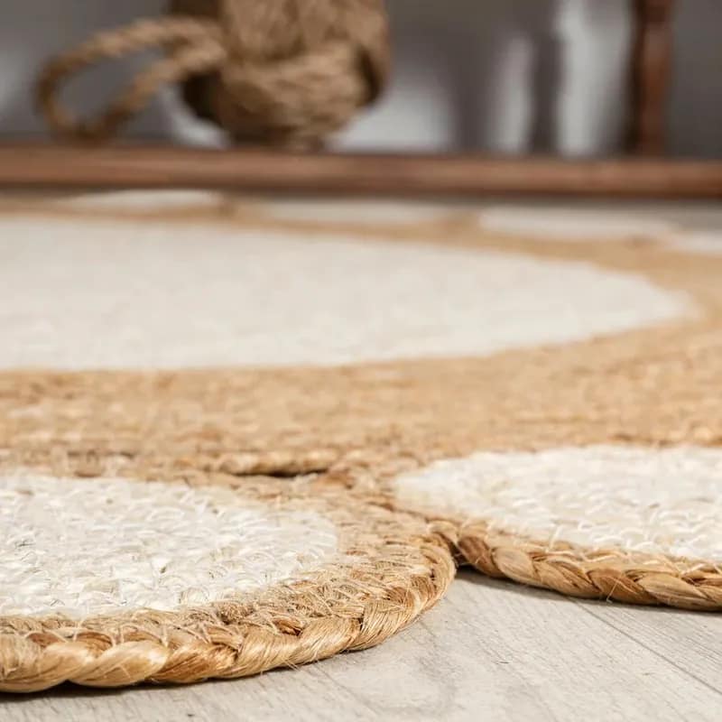 Noir Jute Round Handmade Rug for Living Room