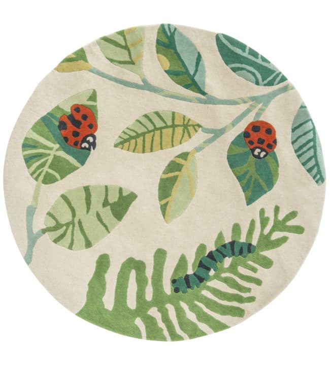 Ladybug Paradise Round Kids Handmade Tufted Rug