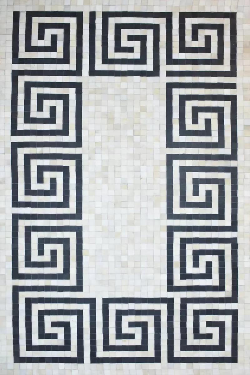 Handmade Natural Eternal Spiral Leather Rug