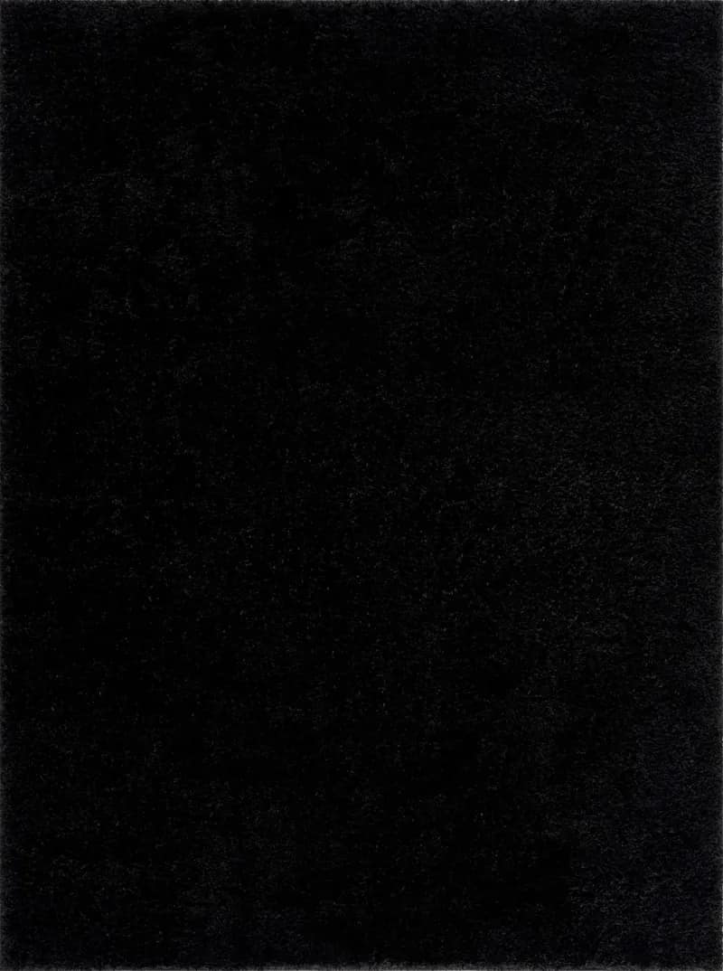 Black Solid Handmade Shag Rug