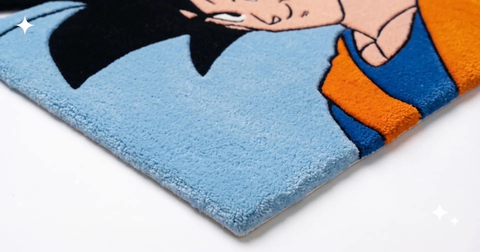 Hand-Tufted Goku Thumbs Up Rug – Custom Dragon Ball Z Anime Area Rug with Blue Sky Background