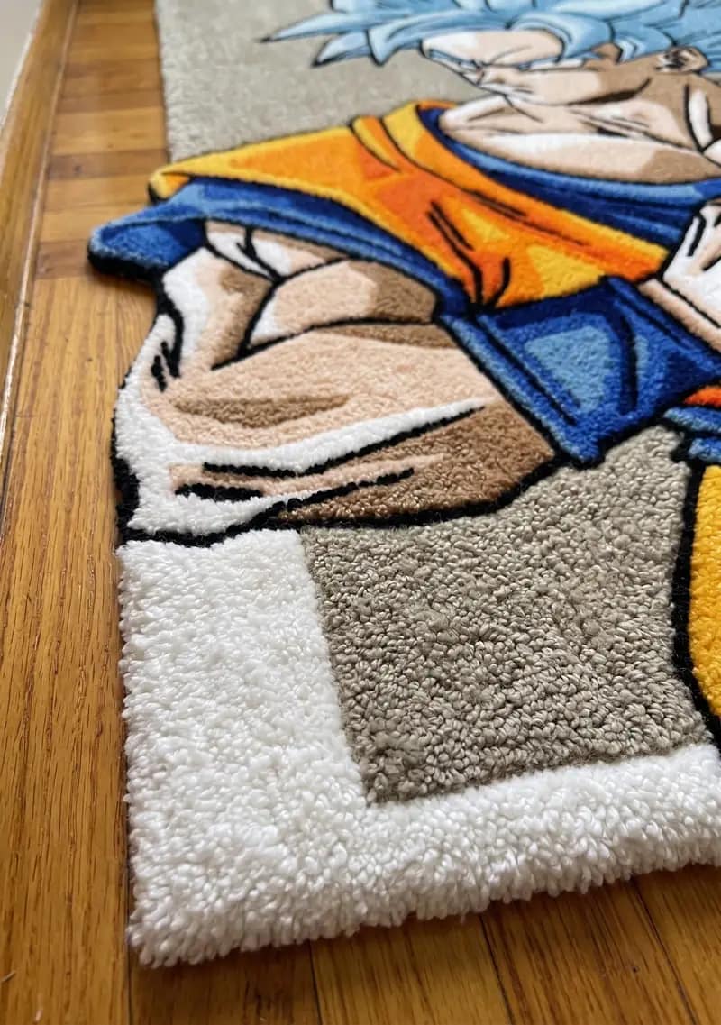 Hand-Tufted Super Saiyan Blue Goku Rug – Dragon Ball Super Anime Area Rug