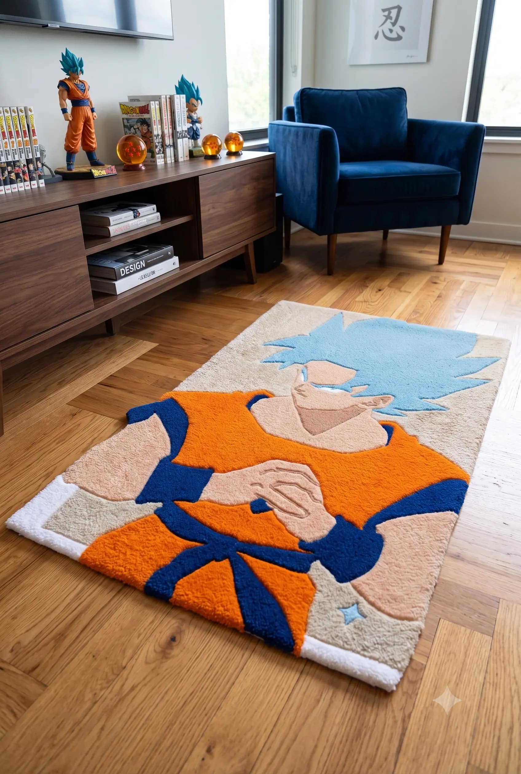 Hand-Tufted Super Saiyan Blue Goku Rug – Dragon Ball Super Anime Area Rug