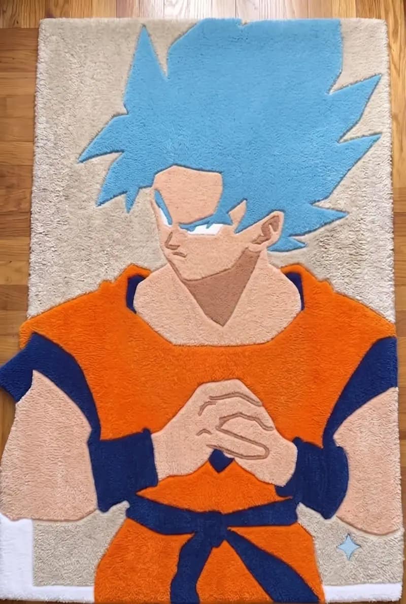 Hand-Tufted Super Saiyan Blue Goku Rug – Dragon Ball Super Anime Area Rug