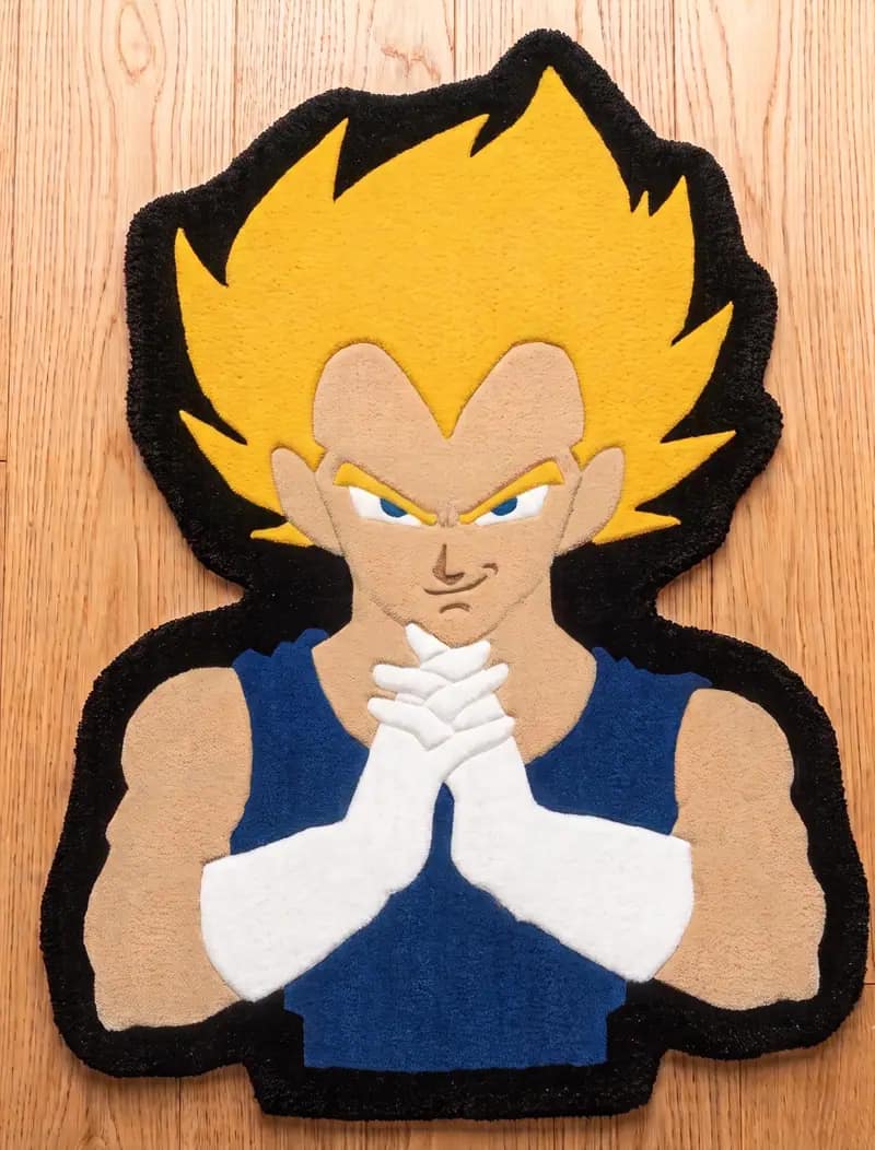 Custom Majin Vegeta Clasping Hands Tufted Rug | DBZ Prince of Saiyans Gaming Room Decor Carpet