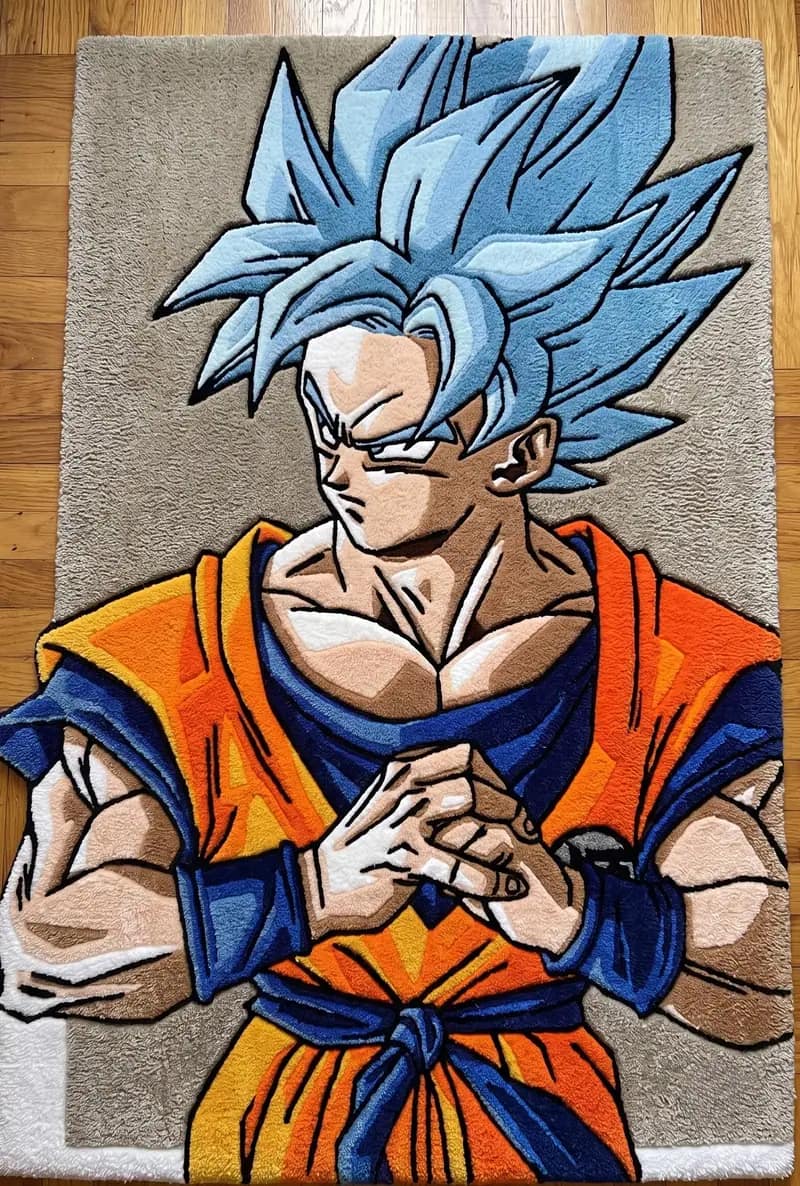 Hand-Tufted Super Saiyan Blue Goku Rug – Dragon Ball Super Anime Area Rug