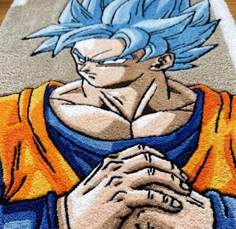 Hand-Tufted Super Saiyan Blue Goku Rug – Dragon Ball Super Anime Area Rug