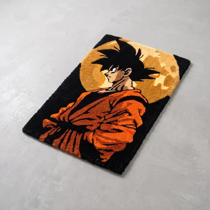 Hand-Tufted Goku Full Moon Rug – Aesthetic Dragon Ball Z Anime Area Rug