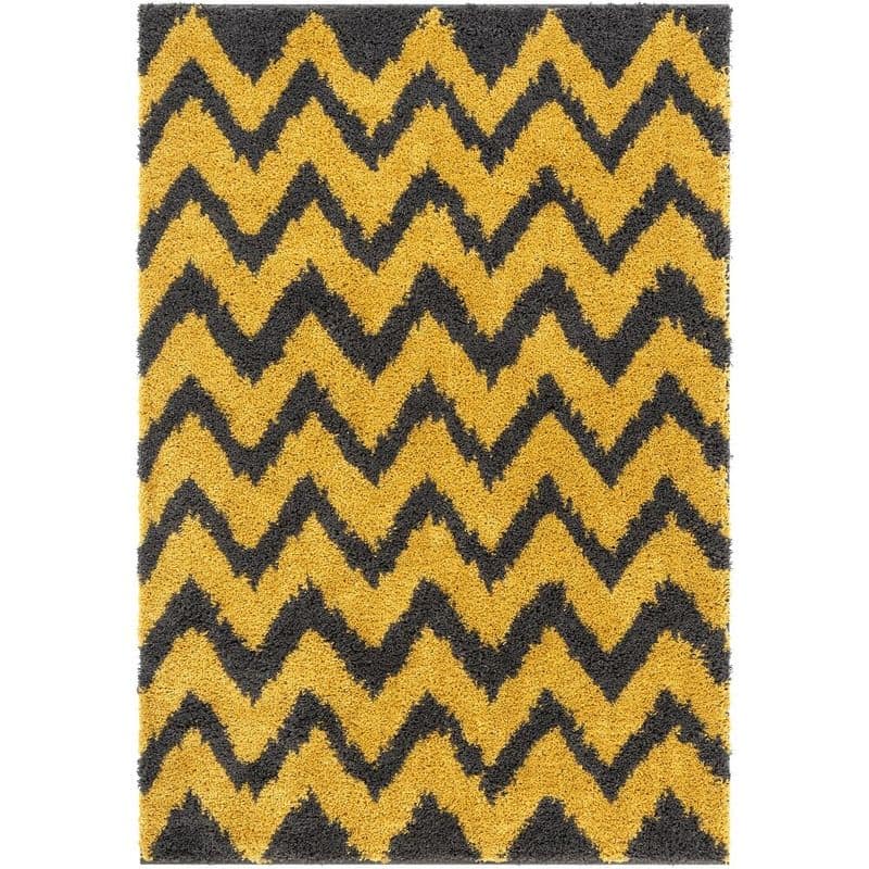 Waveline Yellow Solid Shag Rug