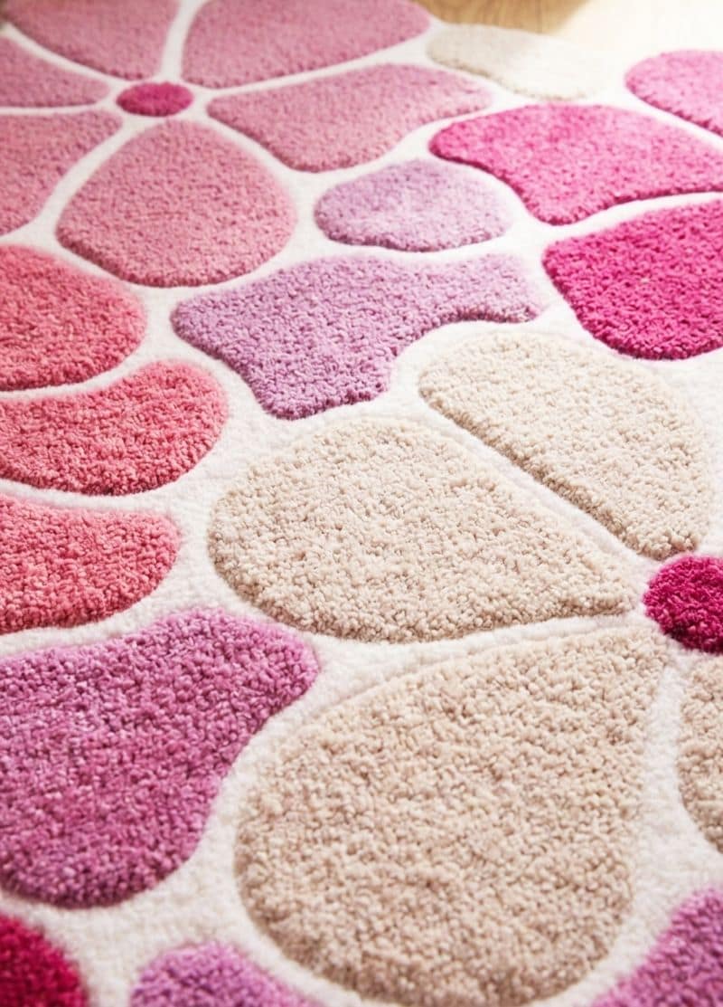 Pastel Lavender Flower 5x8 Rug | Hand Tufted Daisy Wool Carpet | Boho Nursery Accent