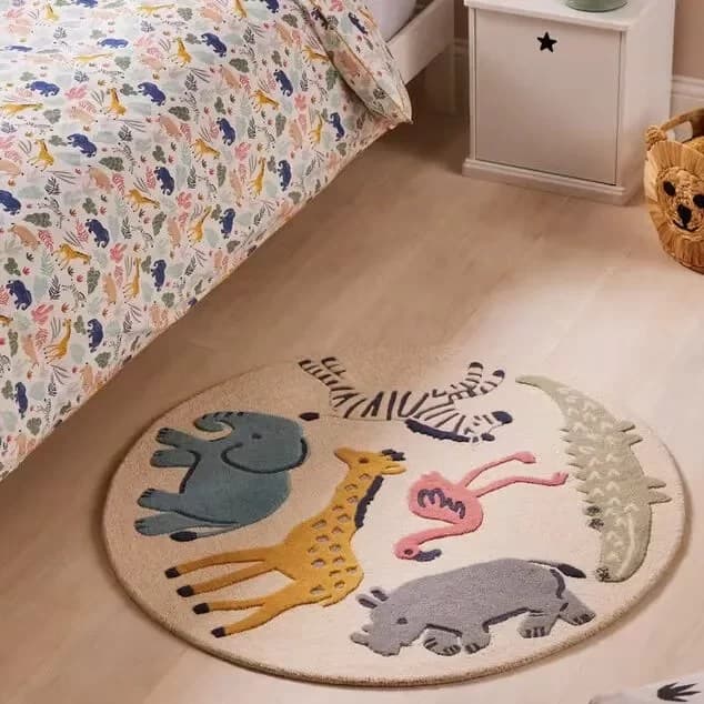 Jungle Joy Kids Colorful Round Handmade Rug