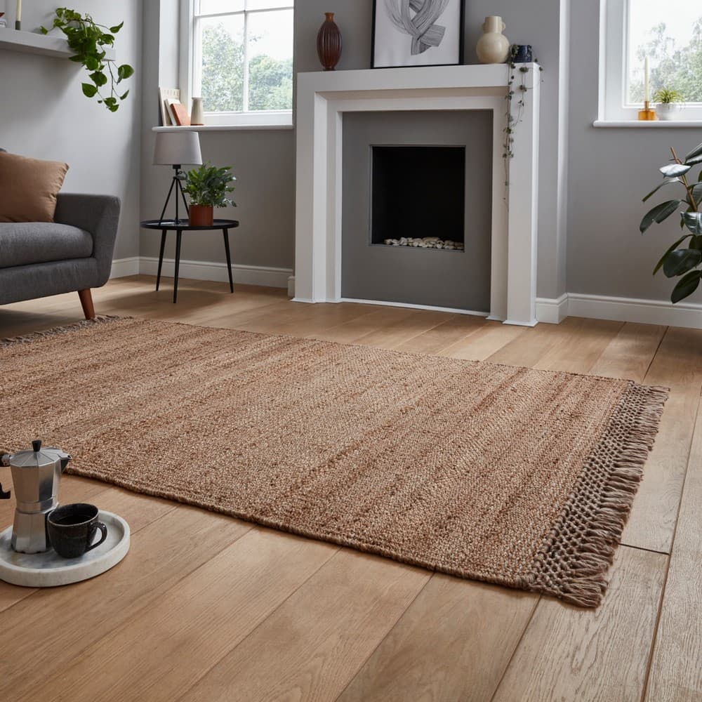 Natural Fringe Jute Rugs For Bedroom, Dining, Living Room