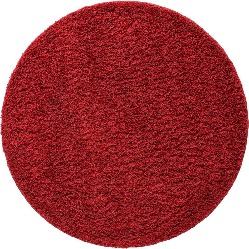 Cherry Red Round Shag Rug