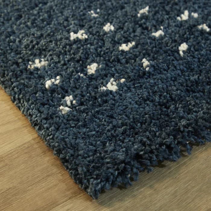 Polka Blue Abstract Shag Rug