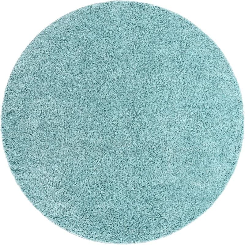 Ocean Blue Round Shag Rug