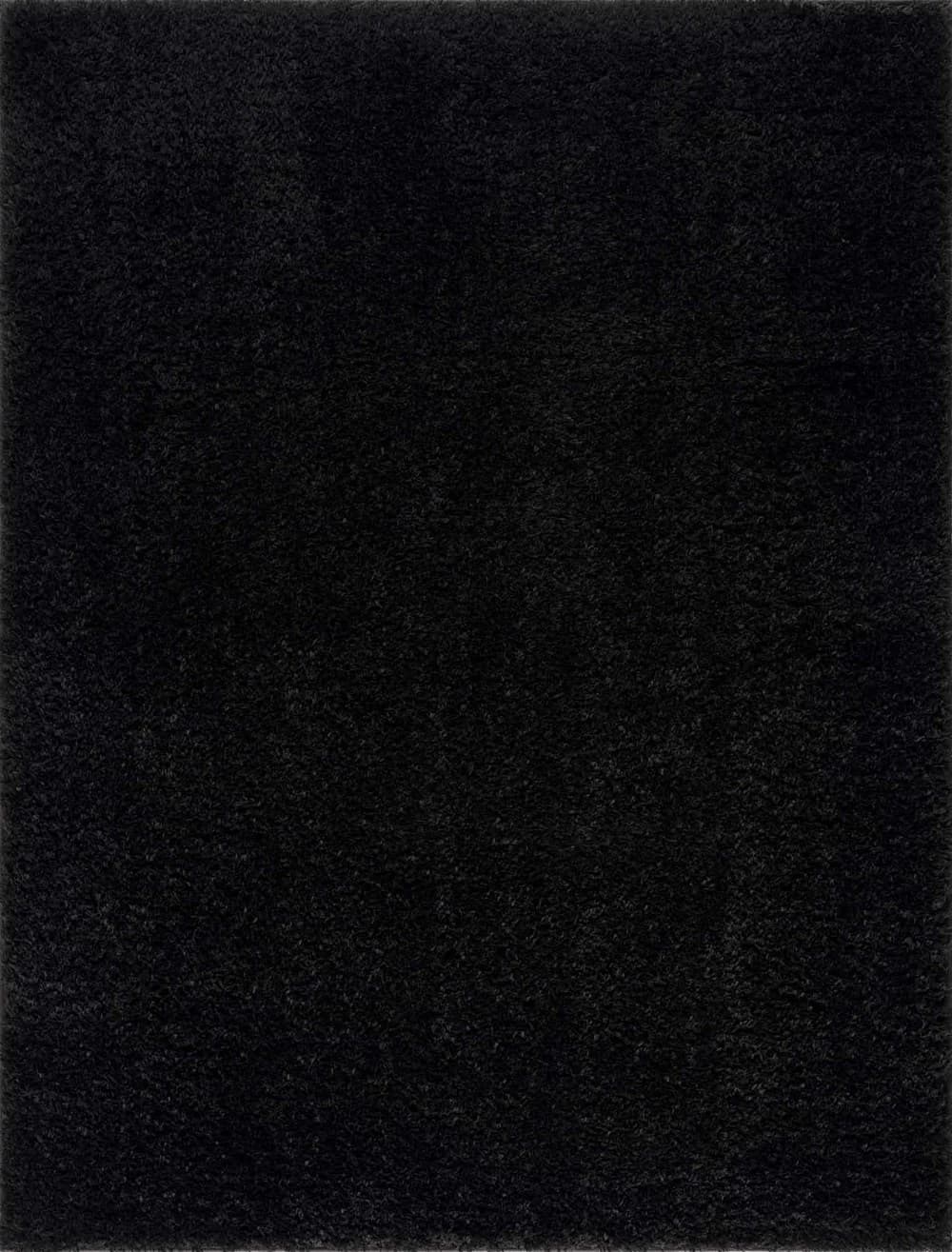 Jet Black Solid Shag Rug