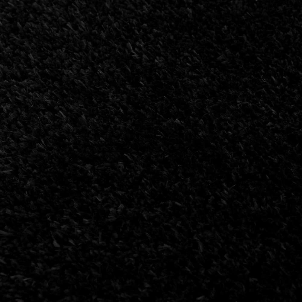 Jet Black Solid Shag Rug
