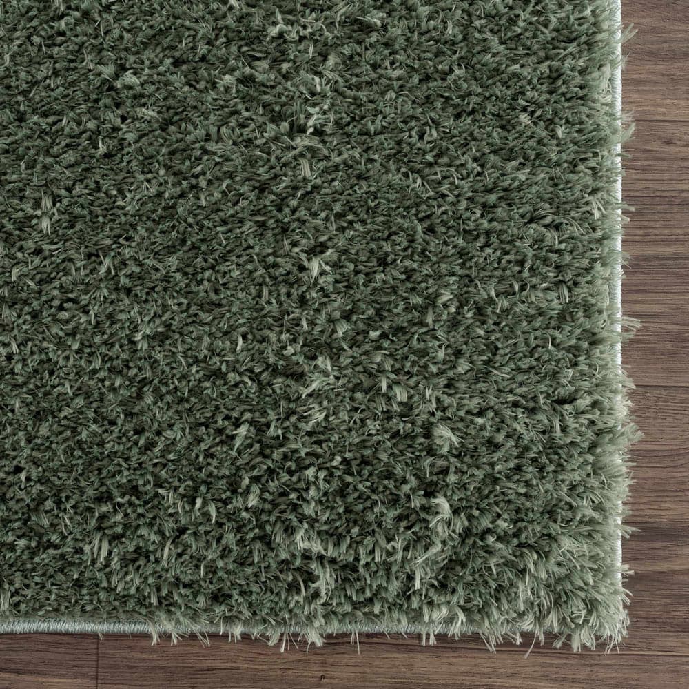 Solid Green Shag Rug
