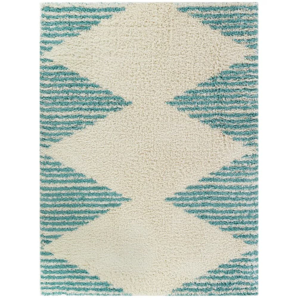 Teal Wave Handmade Shag Rug
