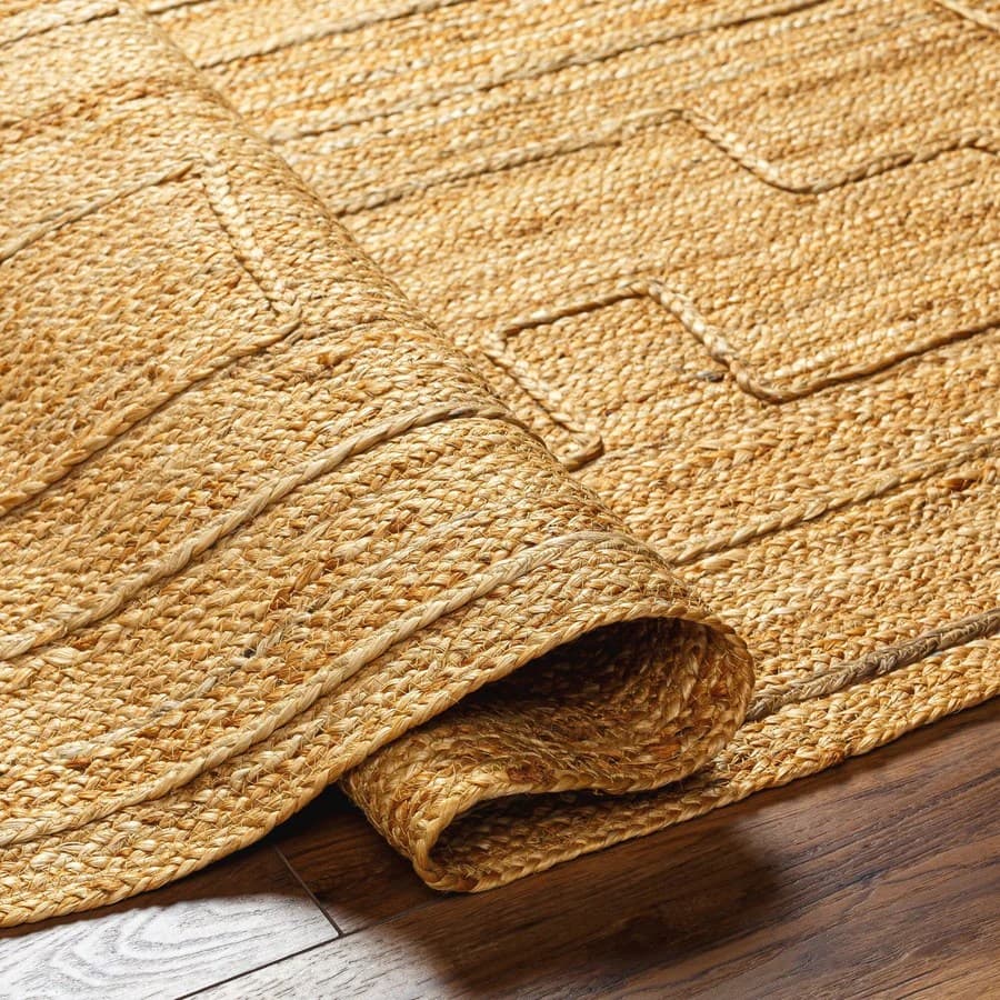 Modern Geometry Jute Area Rug For Living Room, Bedroom