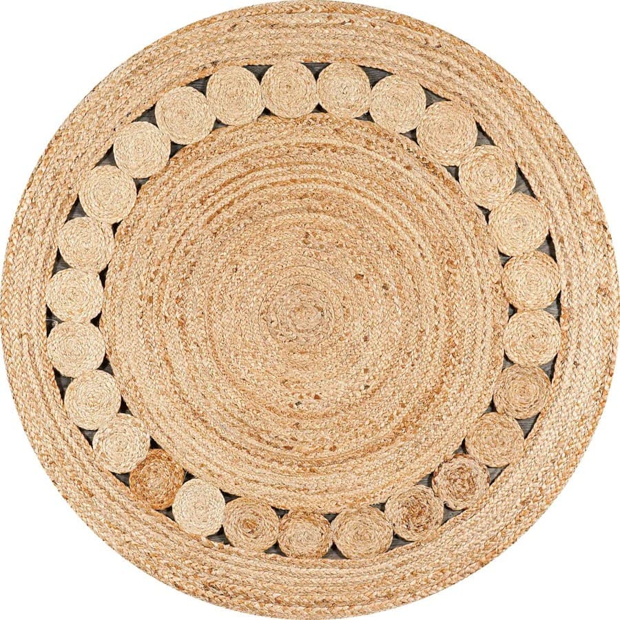 Zen Jute Round Rug for Living Room, Bedroom, Hallway and Dining Room