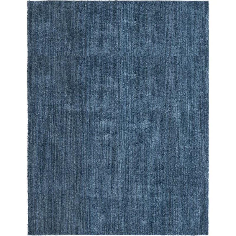 Solid Blue Shag Handmade Rug
