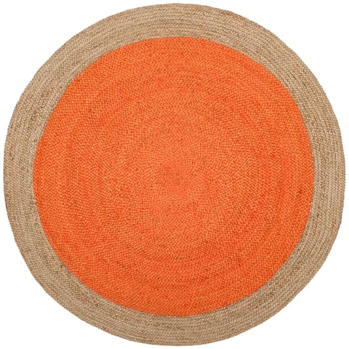 Tangerine Jute Round Handmade Rug
