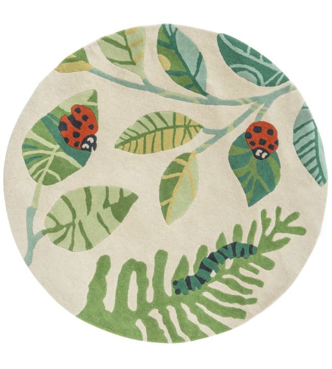 Ladybug Paradise Round Kids Handmade Tufted Rug