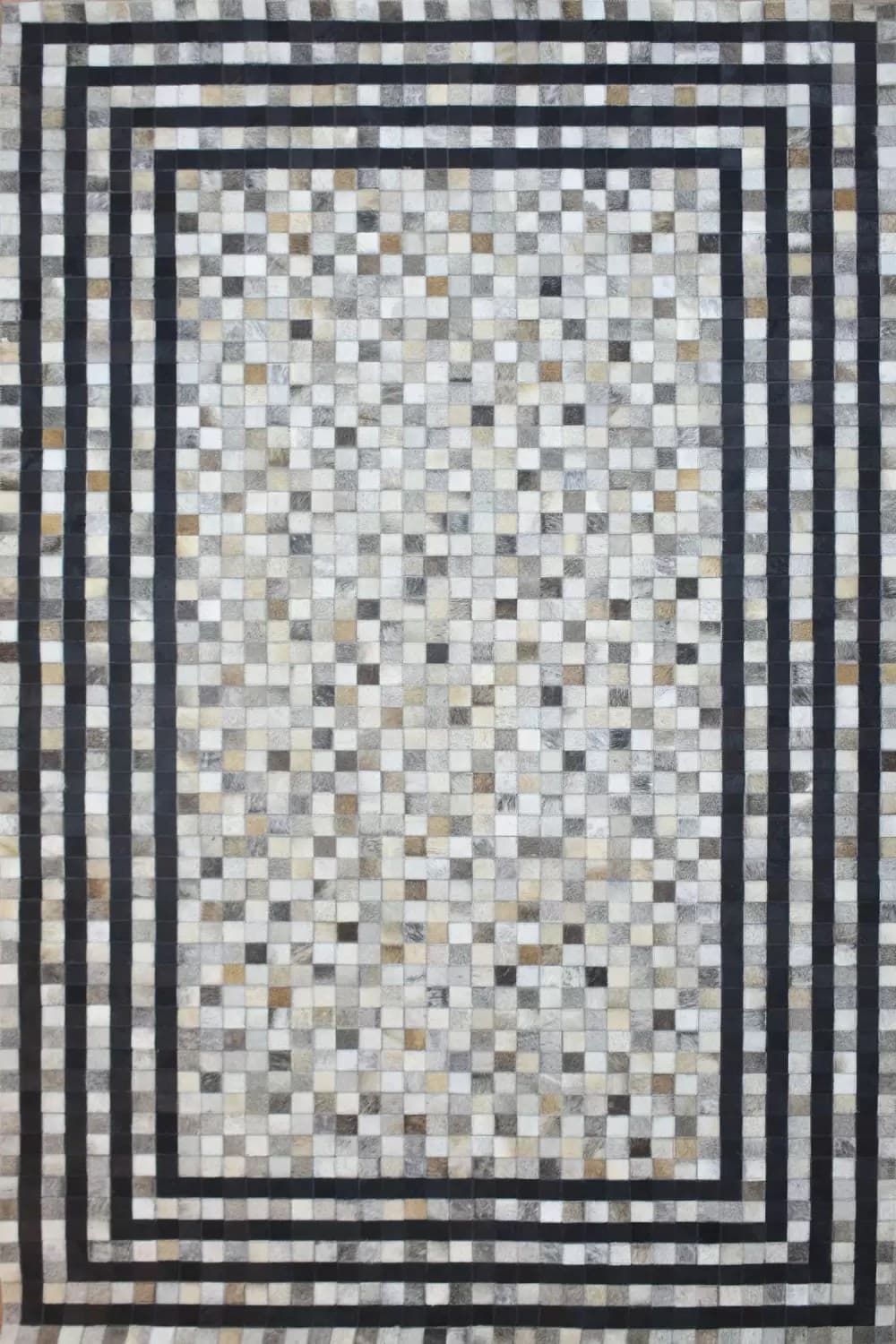 Linear Reverse Flow Natural Leather Rug For Living Room