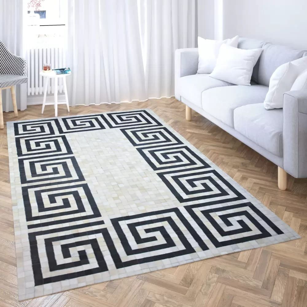 Handmade Natural Eternal Spiral Leather Rug
