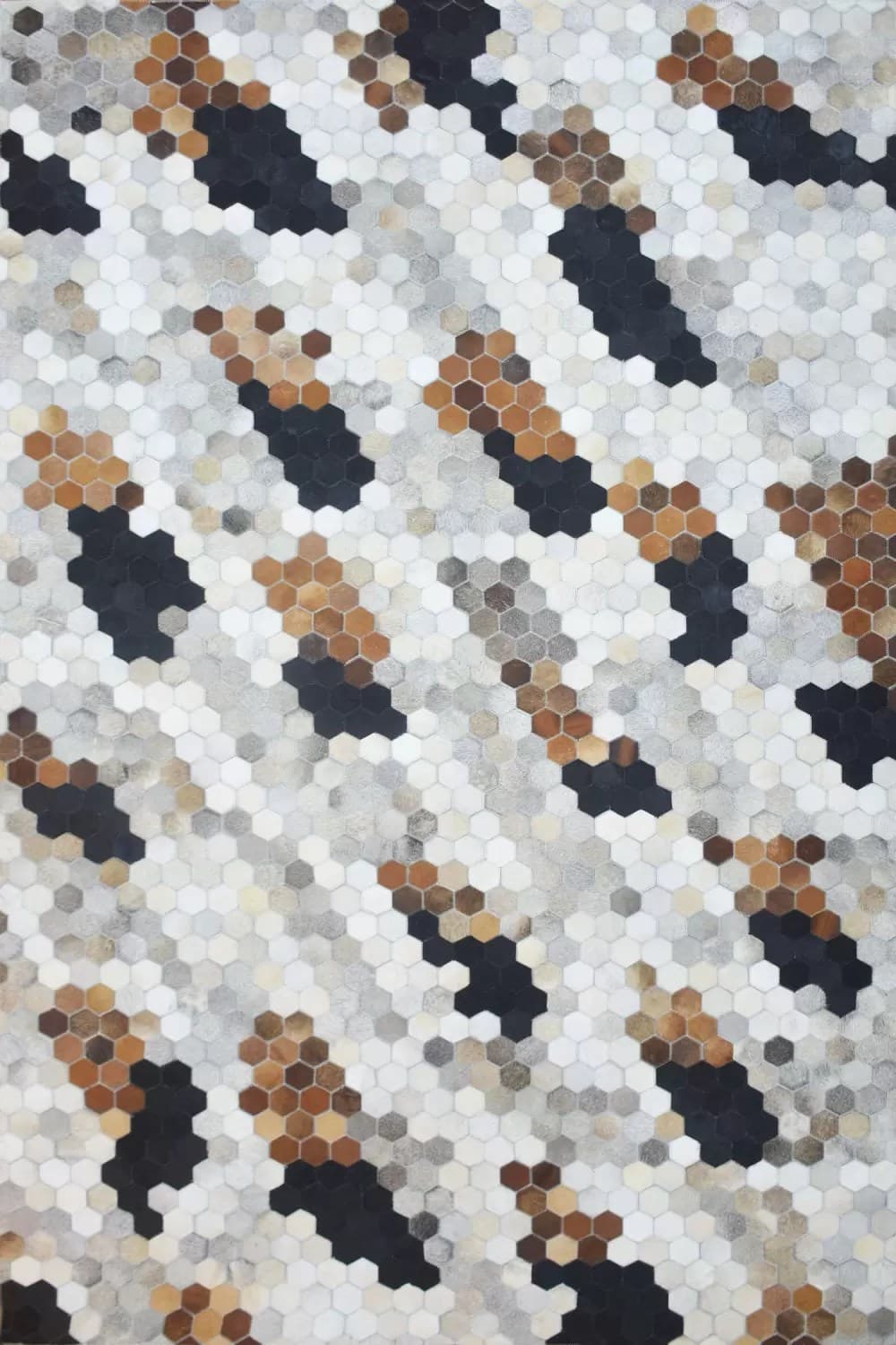 Natural Leather Hive Mosaic Handmade Rug For Living Room