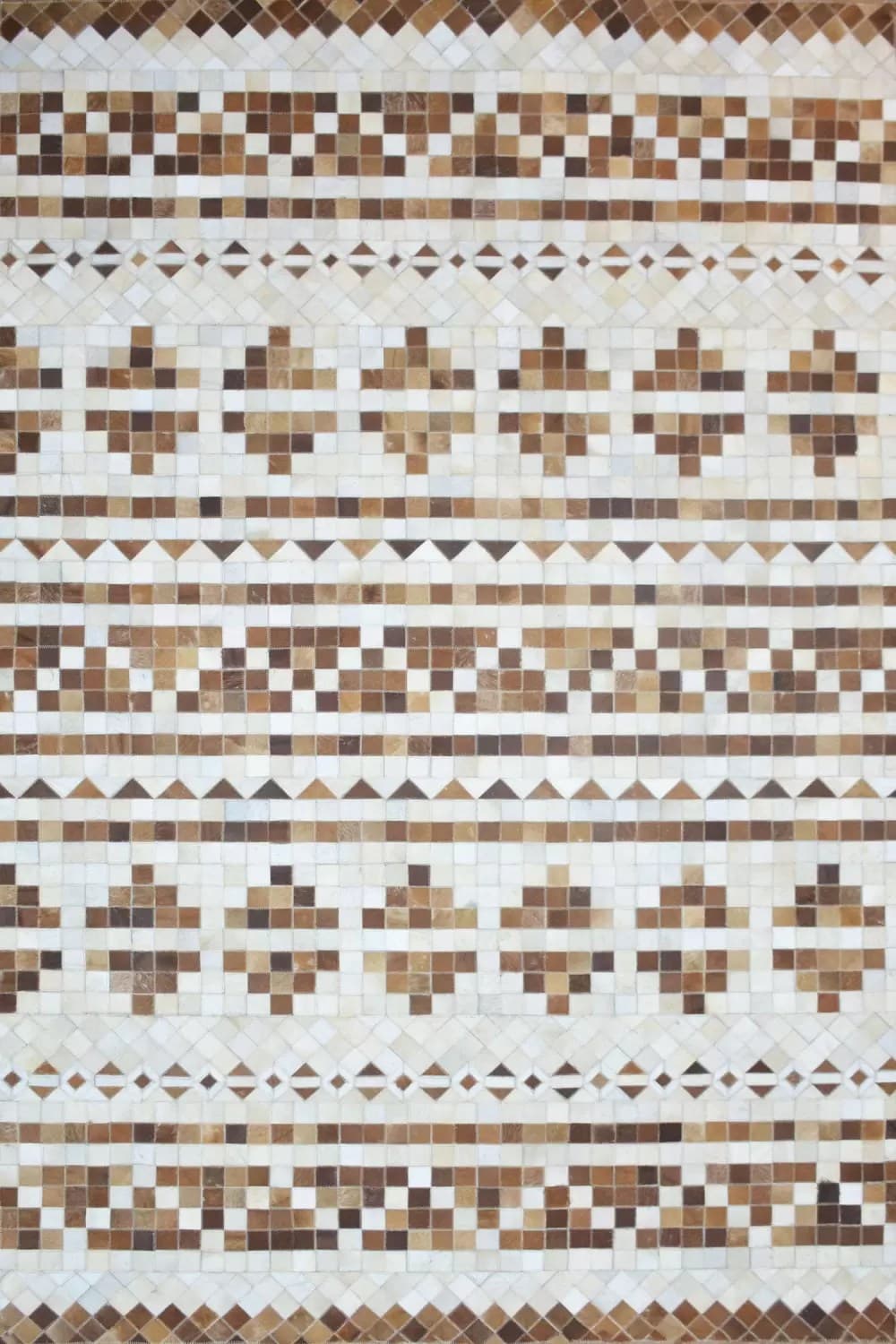 Fusion Grid Leather Hanmdade Rug For Living Room, Bedroom