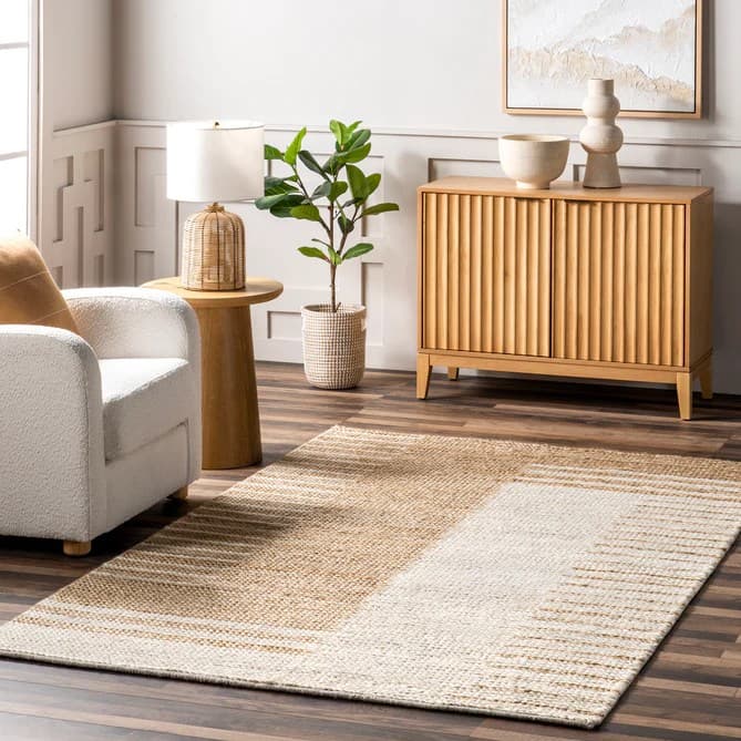 Stria Natural Jute Rugs For Living Room, Bedroom
