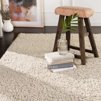 Handmade Solid Beige Shag Rug