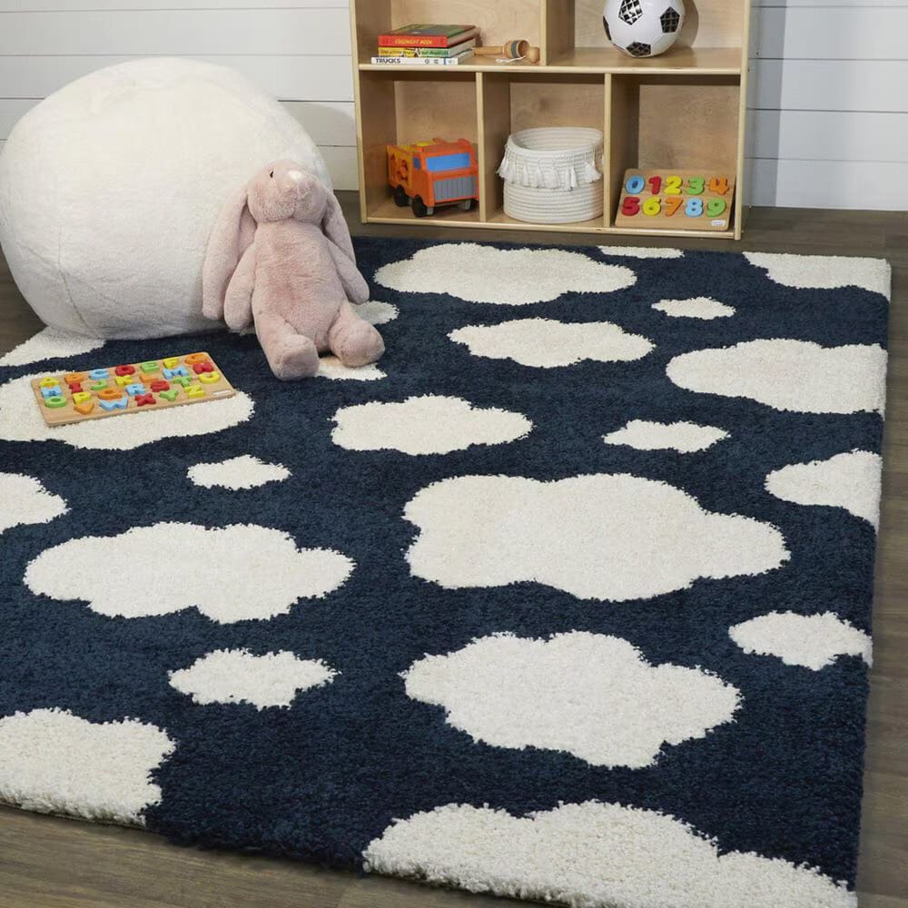 Blue Coudscape Kids Shag Area Rug