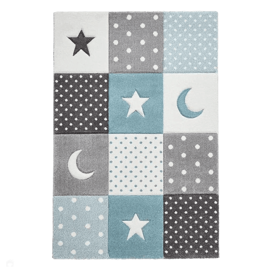 Starry Blue Haven Kids Handmade Rug For Nursery, Playroom