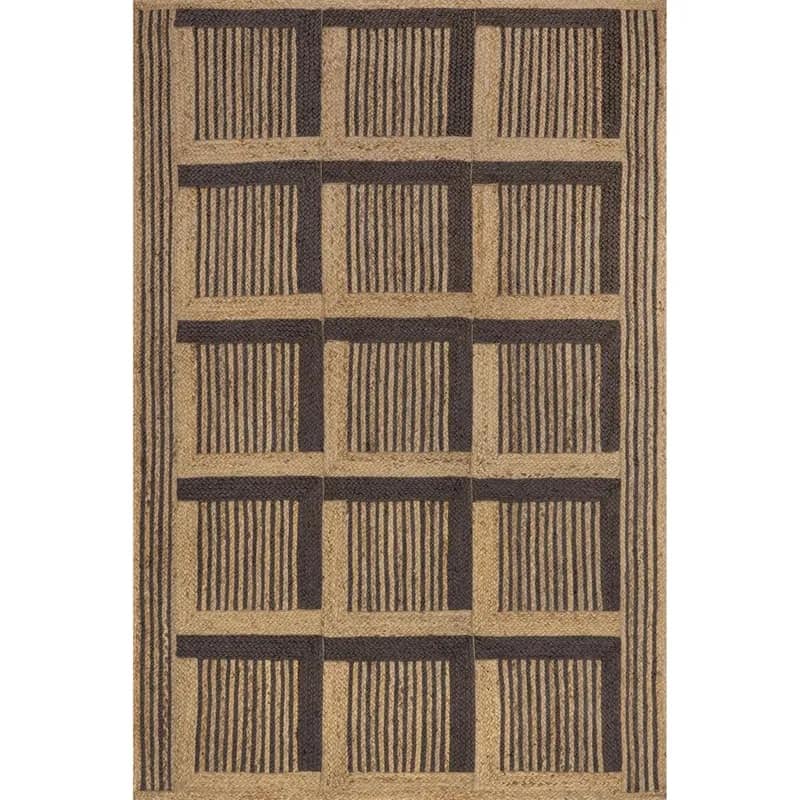 Handbraided Eco-Geometric Natural Jute Rug For Living Room