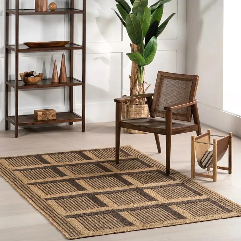 Handbraided Eco-Geometric Natural Jute Rug For Living Room