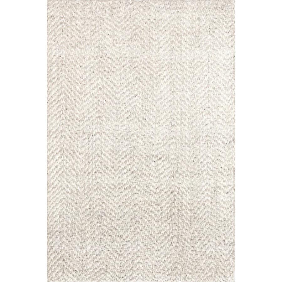 White Classic Chevron Natural Jute Handmade Area Rug