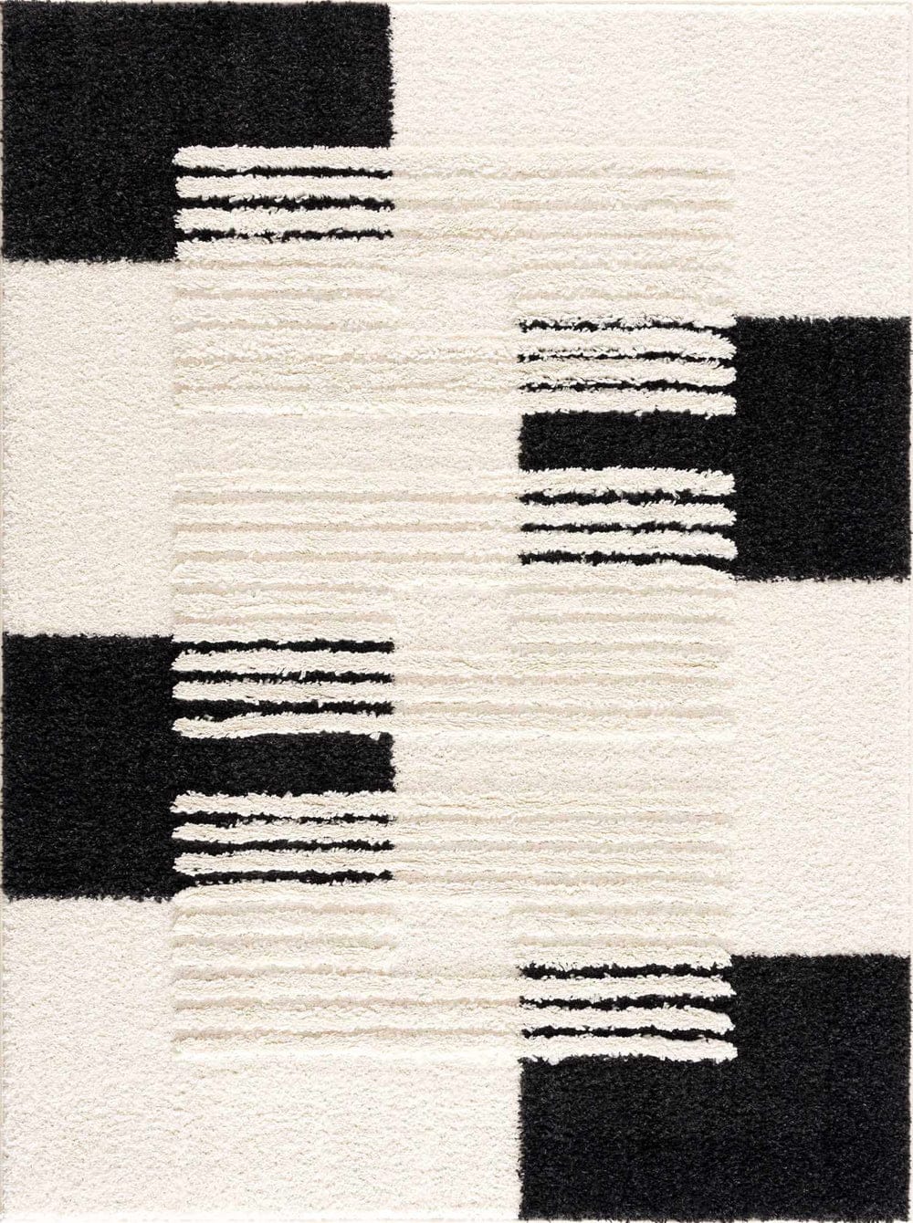 Abstract Stripes Handmade Shag Rug