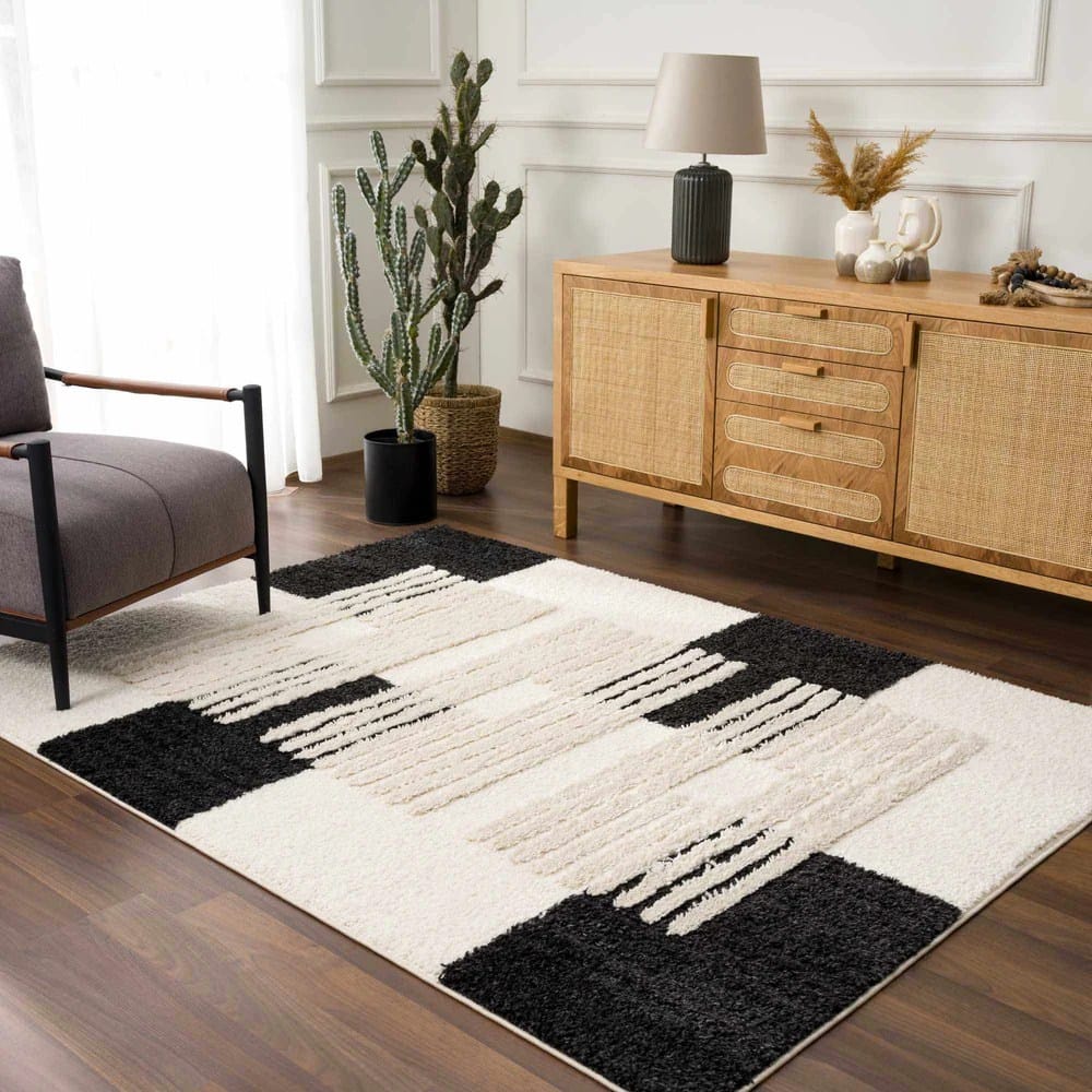 Abstract Stripes Handmade Shag Rug
