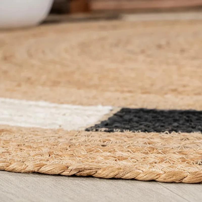 SableTwist Jute Round Handmade Area Rug for Living Room