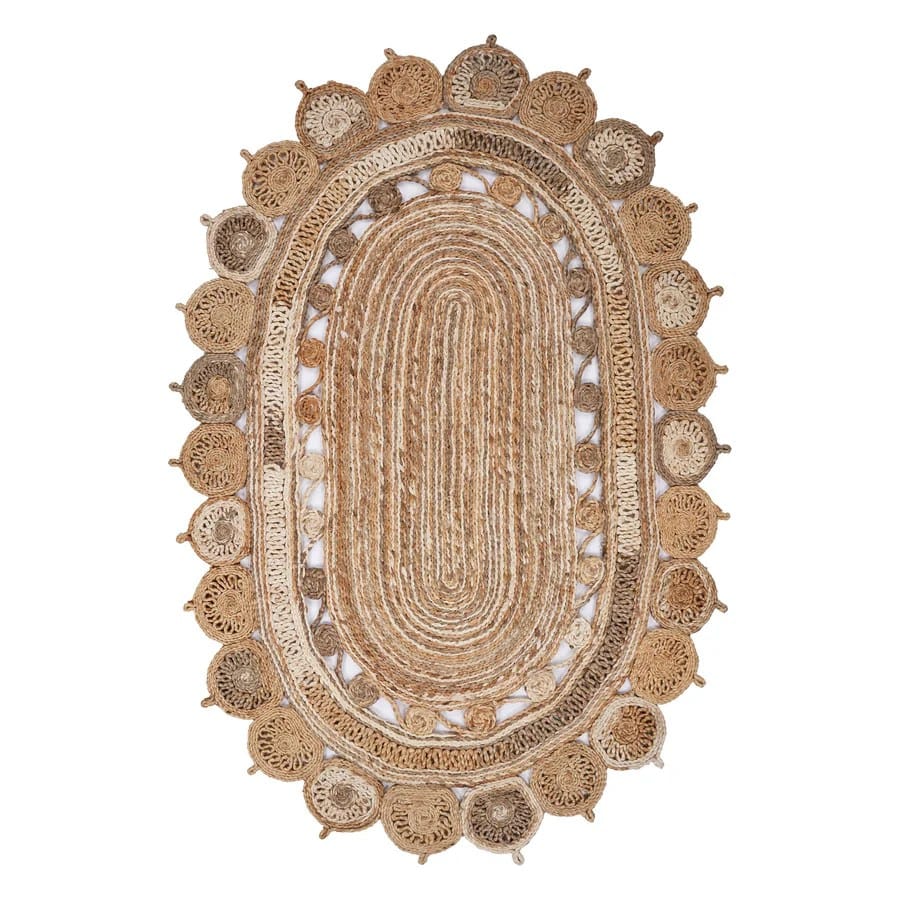 Boho Dazzle Handwoven Natural Jute Rug
