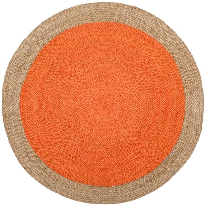 Tangerine Jute Round Handmade Rug