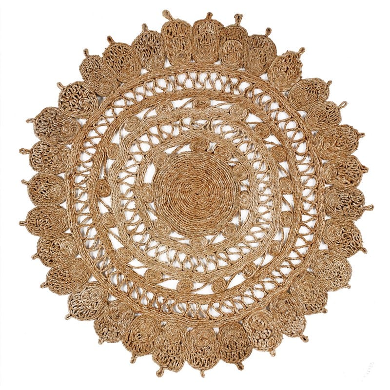 Bohoeden Jute Round Natural Rug For Living Room, Bedroom