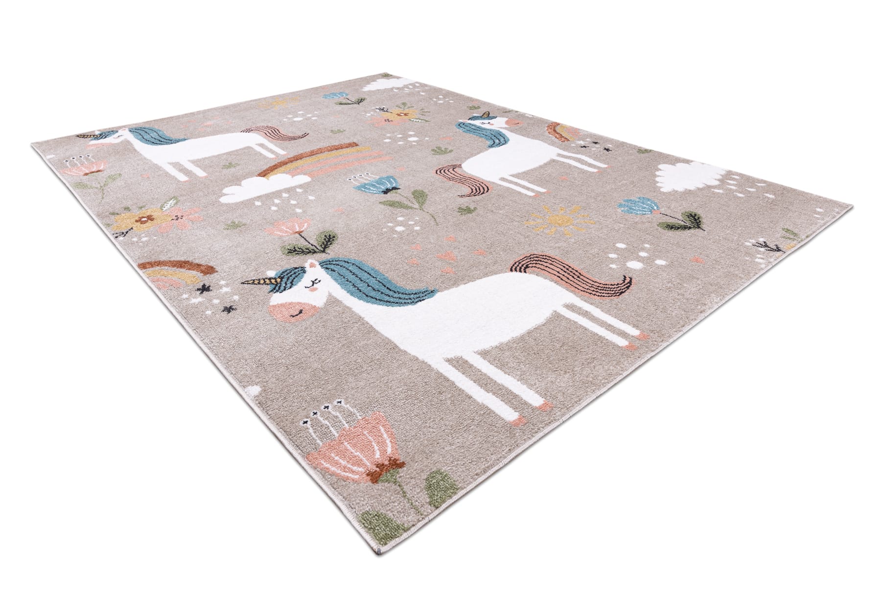 Whimsy Unicorn Kids Handmade Natural Rug